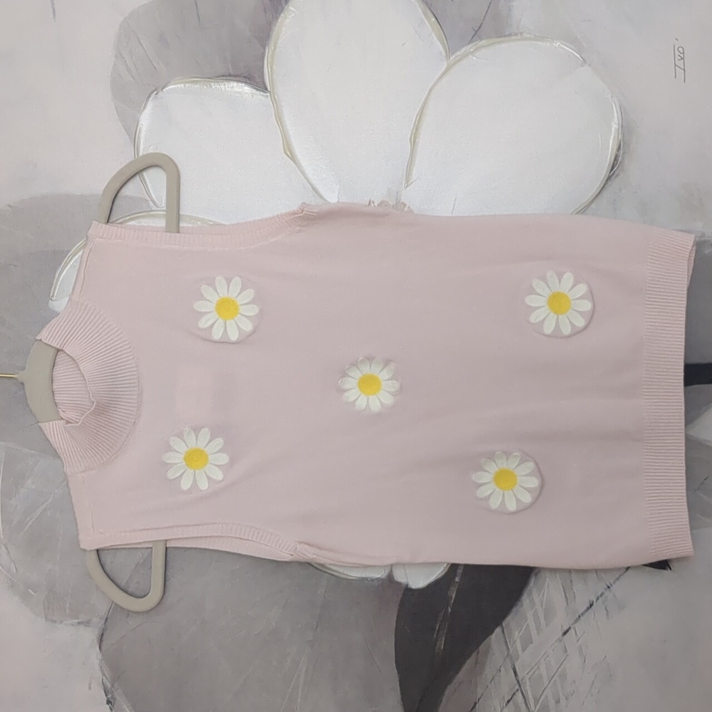 Ontwelfth Soft Embroidered Daisy Light Weight Sleeveless Sweater Small Nwt ❤️